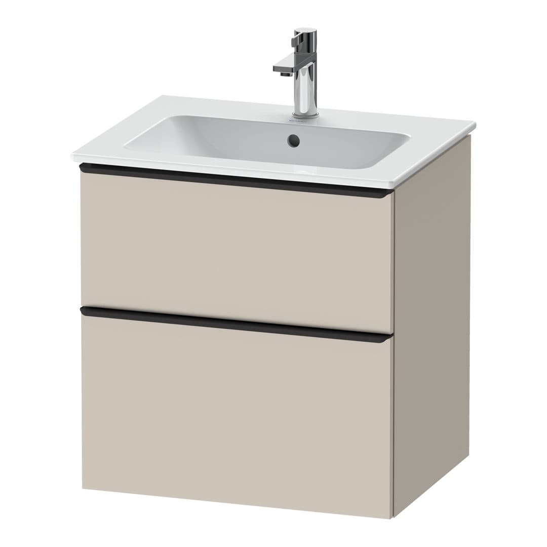 Duravit D-Neo – Έπιπλο Νιπτήρα – 610 mm, 2 συρτάρια, νιπτήρας κέντρο, Diamond black Matt – Taupe Matt, Decor (DE43610BD910000)