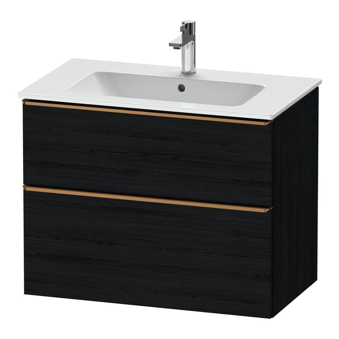 Duravit D-Neo – Έπιπλο Νιπτήρα – 810 mm, 2 συρτάρια, νιπτήρας κέντρο, Bronze Brushed – Black oak Matt, Decor (DE4362004160000)