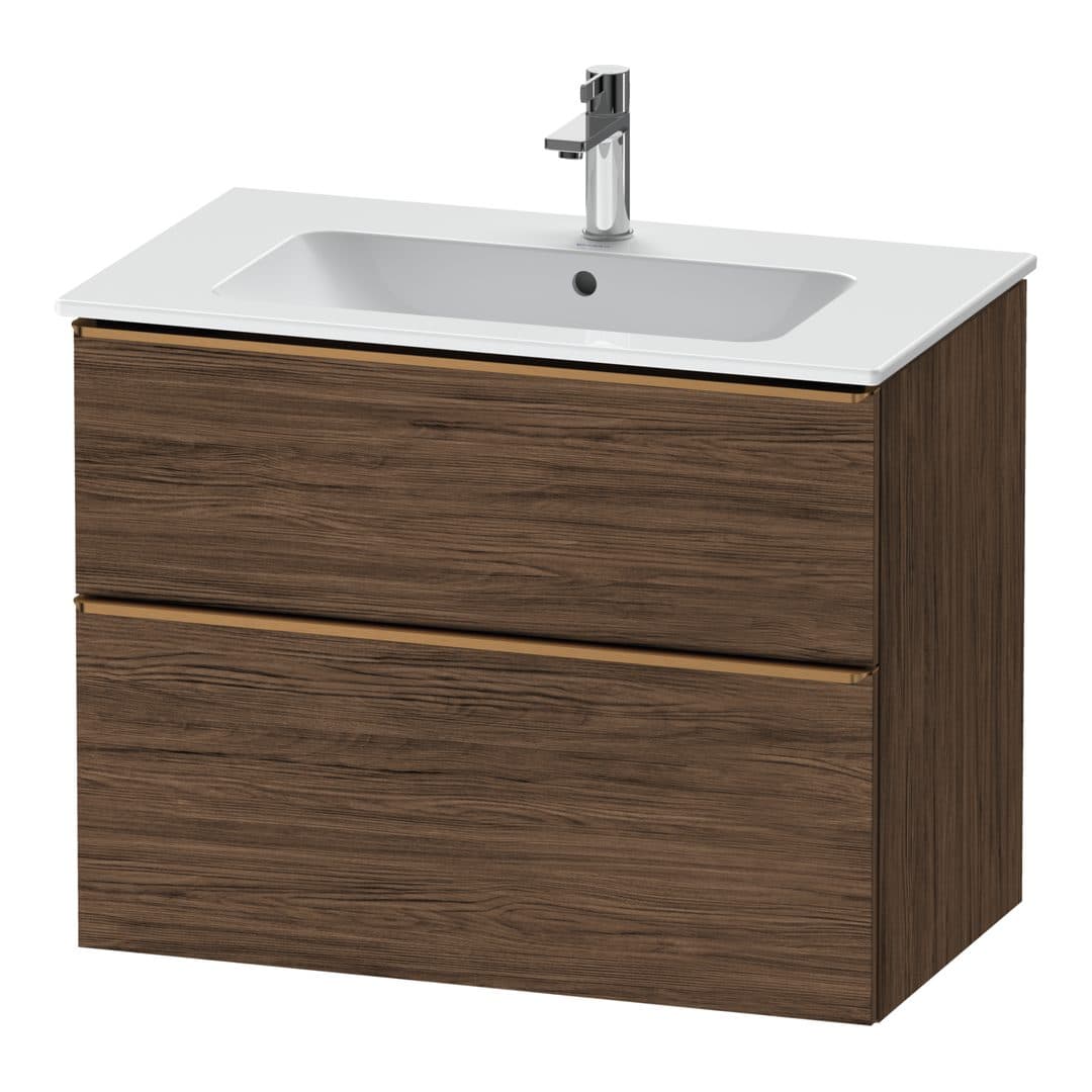 Duravit D-Neo – Έπιπλο Νιπτήρα – 810 mm, 2 συρτάρια, νιπτήρας κέντρο, Bronze Brushed – Walnut dark Matt, Decor (DE4362004210000)