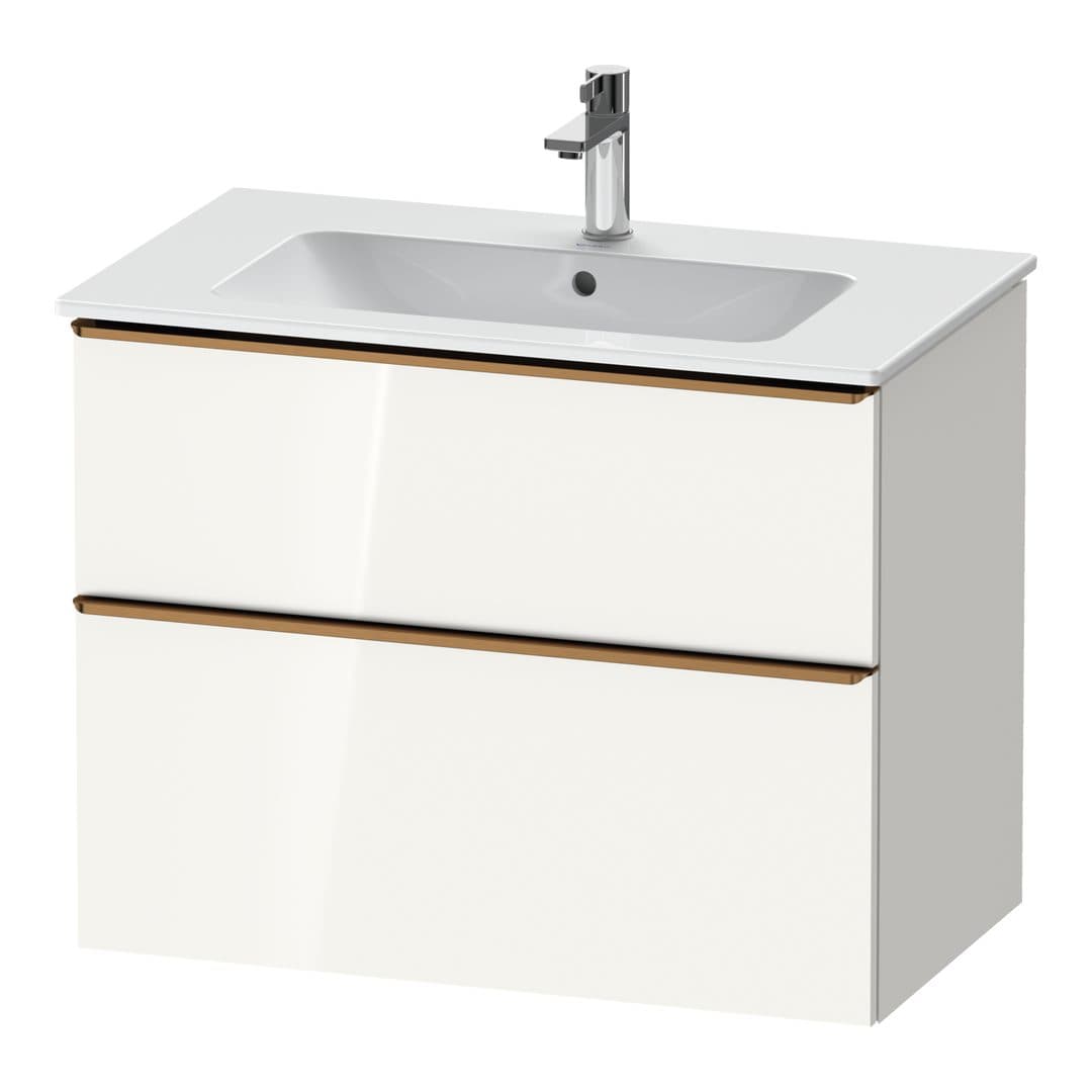 Duravit D-Neo – Έπιπλο Νιπτήρα – 810 mm, 2 συρτάρια, νιπτήρας κέντρο, Bronze Brushed – White High Gloss, Decor (DE4362004220000)