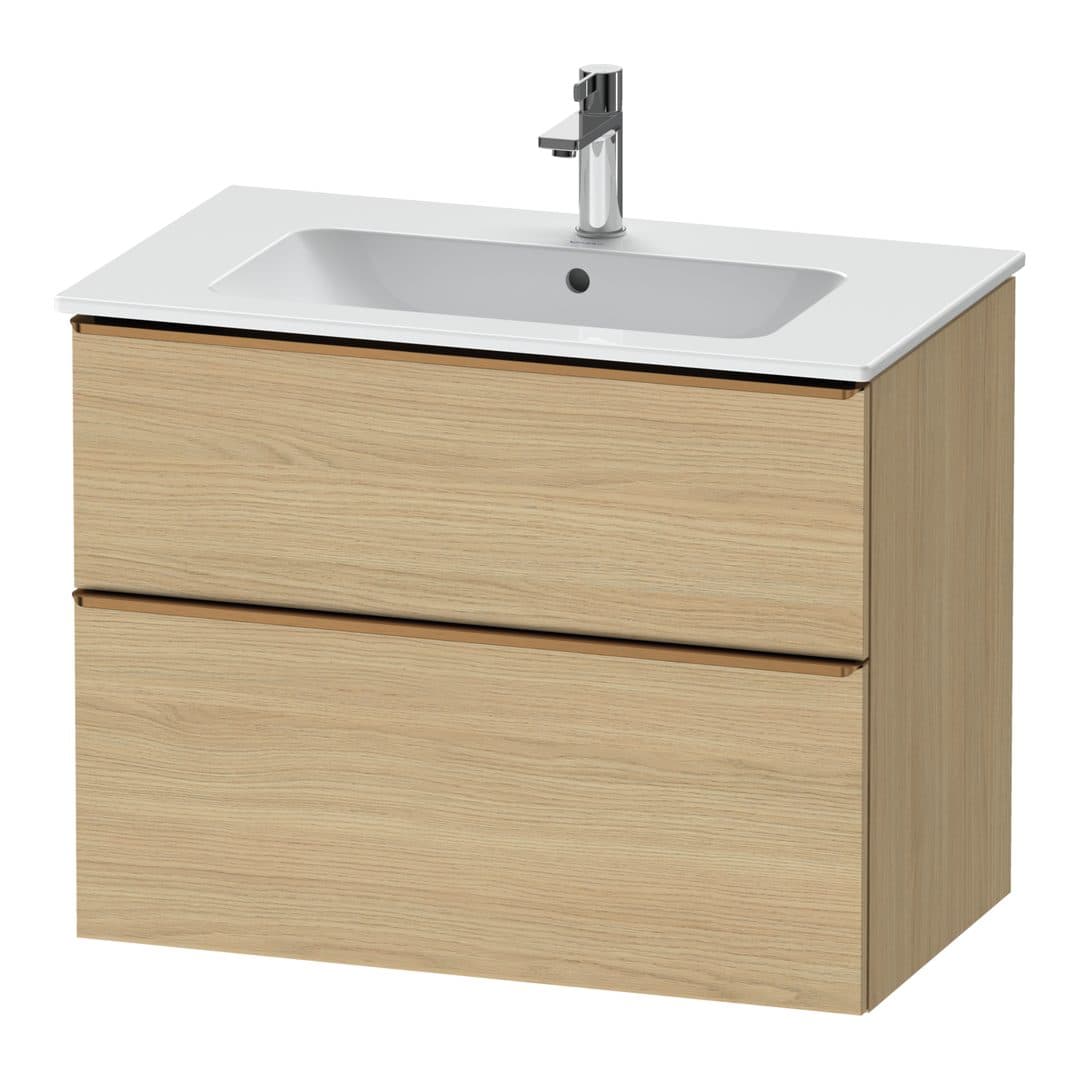Duravit D-Neo – Έπιπλο Νιπτήρα – 810 mm, 2 συρτάρια, νιπτήρας κέντρο, Bronze Brushed – Natural oak, Decor (DE4362004300000)