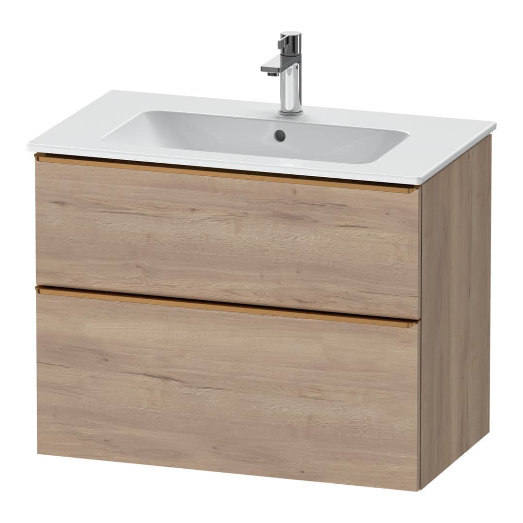 Duravit D-Neo – Έπιπλο Νιπτήρα – 810 mm, 2 συρτάρια, νιπτήρας κέντρο, Bronze Brushed – Marbled Oak Matt, Decor (DE4362004550000)