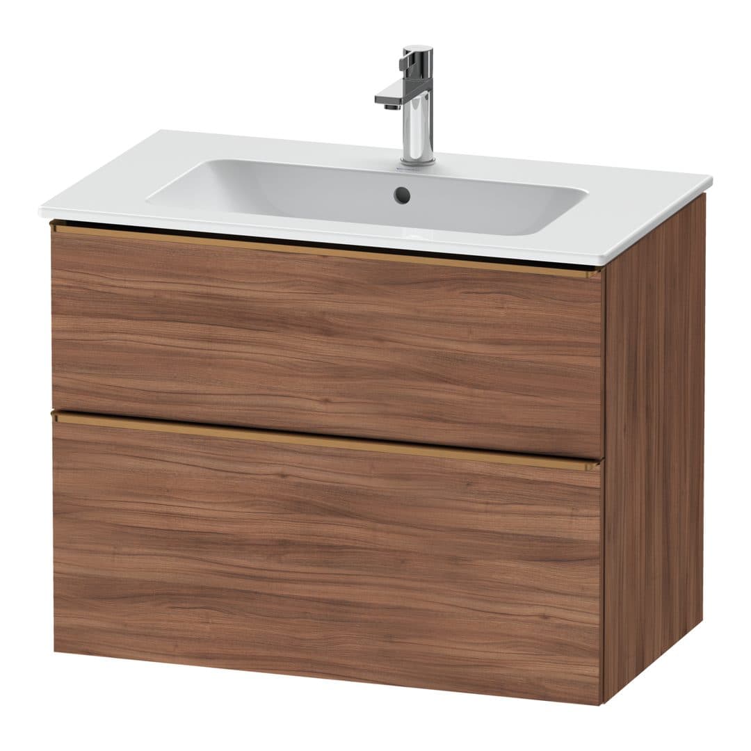 Duravit D-Neo – Έπιπλο Νιπτήρα – 810 mm, 2 συρτάρια, νιπτήρας κέντρο, Bronze Brushed – Walnut Matt, Decor (DE4362004790000)