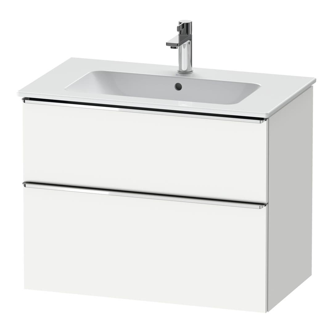 Duravit D-Neo – Έπιπλο Νιπτήρα – 810 mm, 2 συρτάρια, νιπτήρας κέντρο, Chrome High Gloss – White Matt, Decor (DE4362010180000)