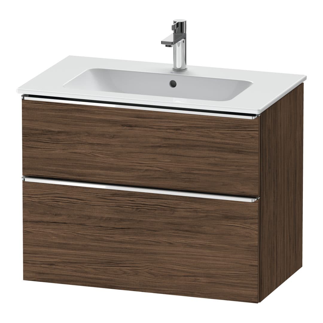 Duravit D-Neo – Έπιπλο Νιπτήρα – 810 mm, 2 συρτάρια, νιπτήρας κέντρο, Chrome High Gloss – Walnut dark Matt, Decor (DE4362010210000)