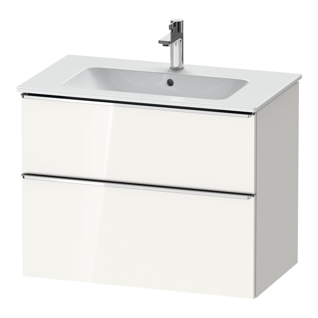 Duravit D-Neo – Έπιπλο Νιπτήρα – 810 mm, 2 συρτάρια, νιπτήρας κέντρο, Chrome High Gloss – White High Gloss, Decor (DE4362010220000)