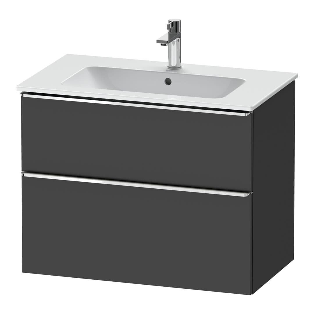 Duravit D-Neo – Έπιπλο Νιπτήρα – 810 mm, 2 συρτάρια, νιπτήρας κέντρο, Chrome High Gloss – Graphite Matt, Decor (DE4362010490000)
