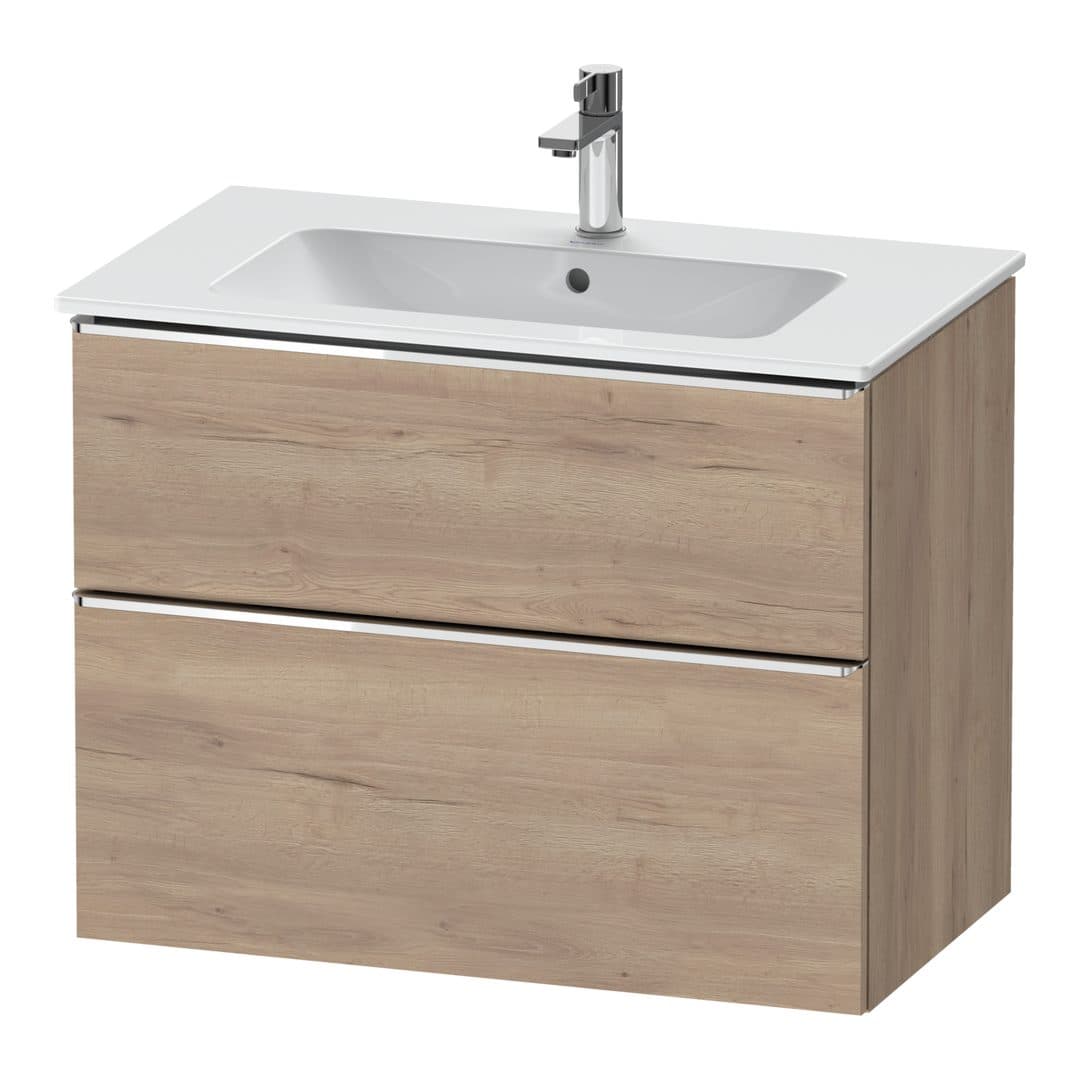 Duravit D-Neo – Έπιπλο Νιπτήρα – 810 mm, 2 συρτάρια, νιπτήρας κέντρο, Chrome High Gloss – Marbled Oak Matt, Decor (DE4362010550000)