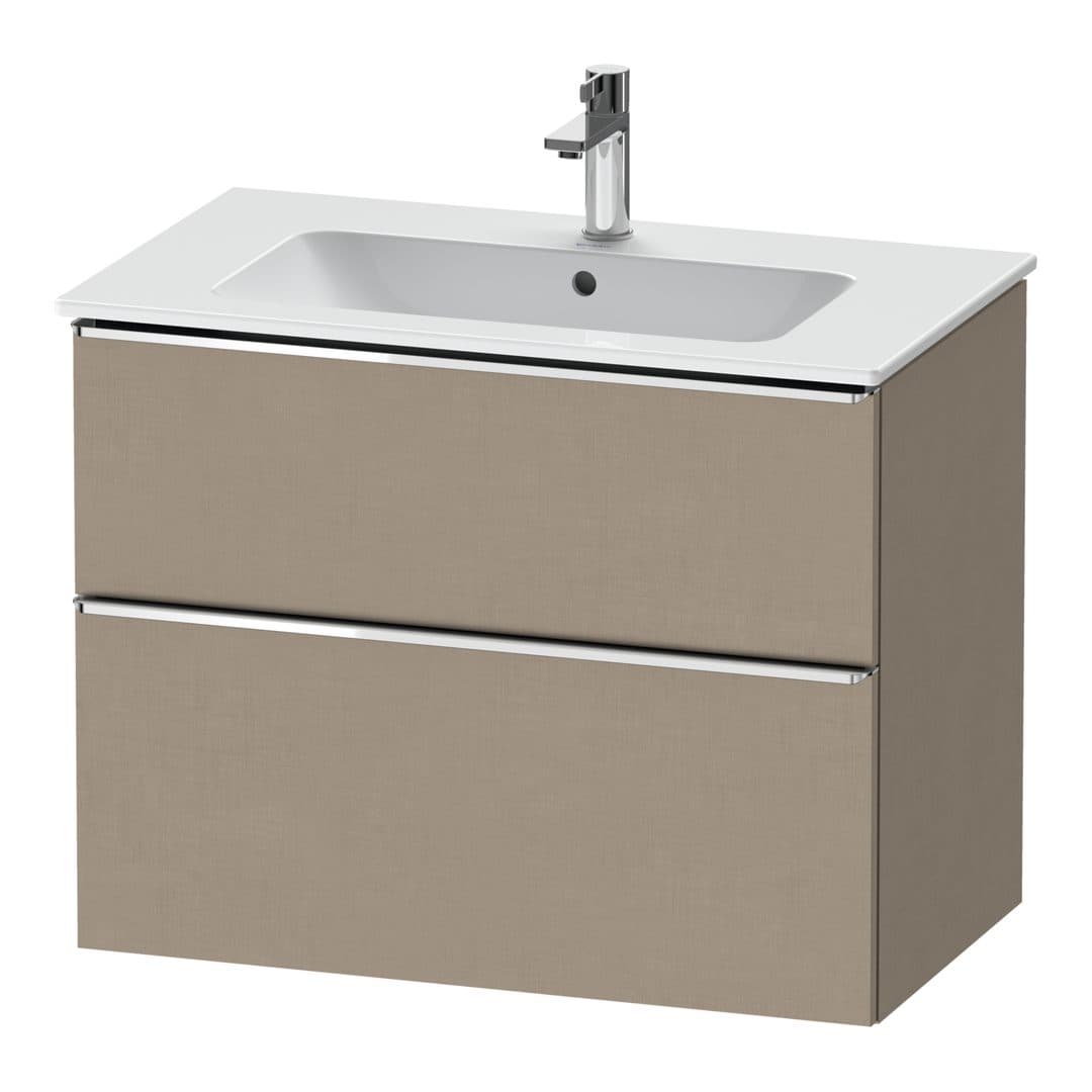 Duravit D-Neo – Έπιπλο Νιπτήρα – 810 mm, 2 συρτάρια, νιπτήρας κέντρο, Chrome High Gloss – Linen Matt, Decor (DE4362010750000)
