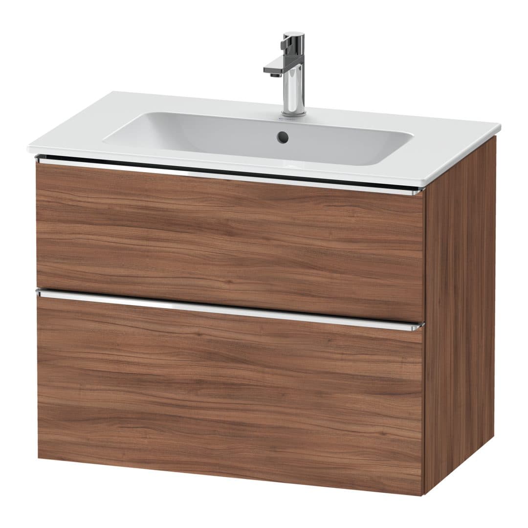 Duravit D-Neo – Έπιπλο Νιπτήρα – 810 mm, 2 συρτάρια, νιπτήρας κέντρο, Chrome High Gloss – Walnut Matt, Decor (DE4362010790000)