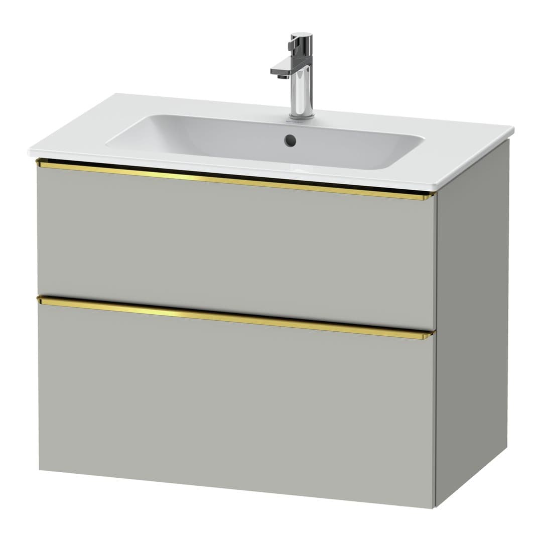 Duravit D-Neo – Έπιπλο Νιπτήρα – 810 mm, 2 συρτάρια, νιπτήρας κέντρο, Gold Polished – Concrete grey Matt, Decor (DE4362034070000)
