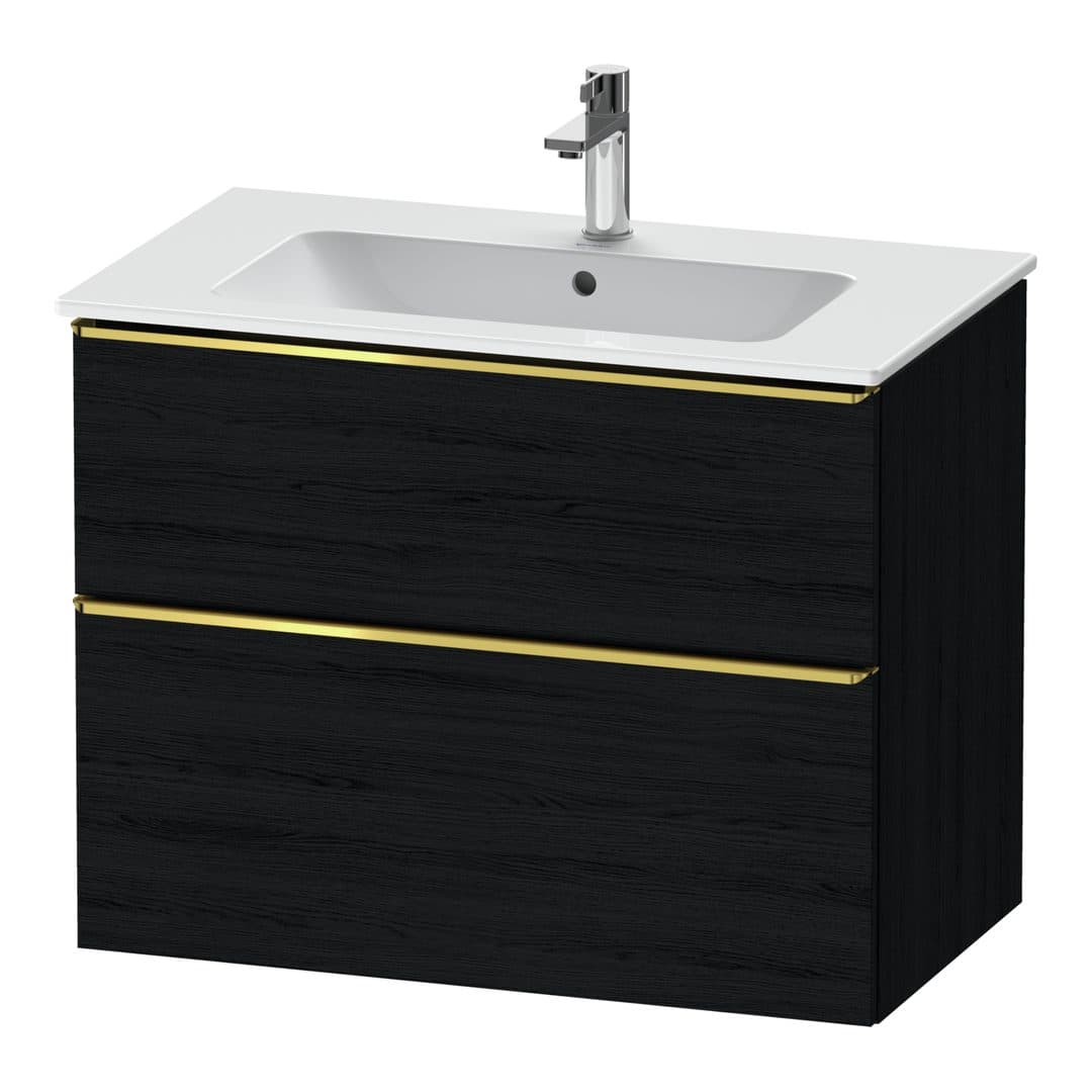 Duravit D-Neo – Έπιπλο Νιπτήρα – 810 mm, 2 συρτάρια, νιπτήρας κέντρο, Gold Polished – Black oak Matt, Decor (DE4362034160000)