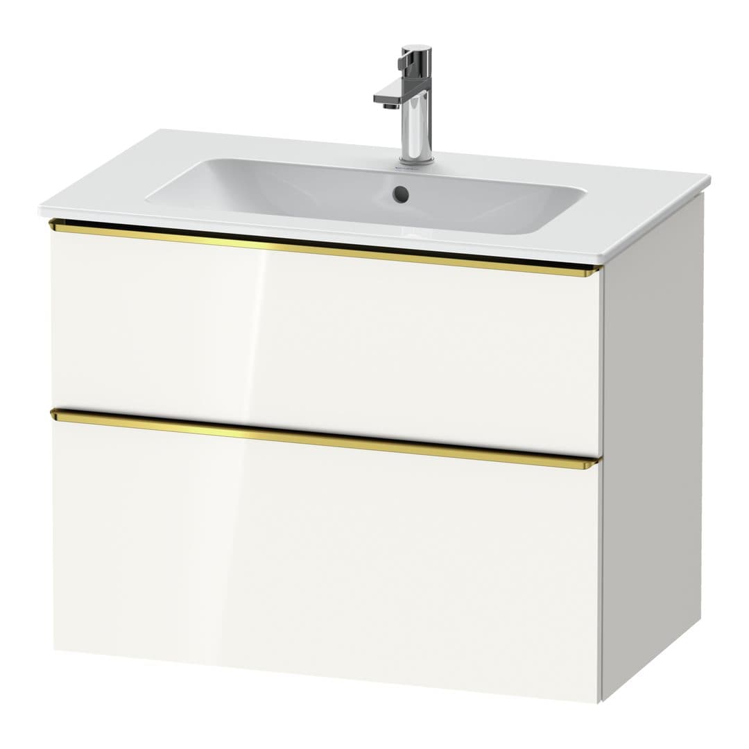 Duravit D-Neo – Έπιπλο Νιπτήρα – 810 mm, 2 συρτάρια, νιπτήρας κέντρο, Gold Polished – White High Gloss, Decor (DE4362034220000)