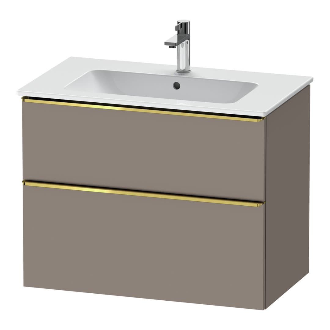 Duravit D-Neo – Έπιπλο Νιπτήρα – 810 mm, 2 συρτάρια, νιπτήρας κέντρο, Gold Polished – Basalte Matt, Decor (DE4362034430000)