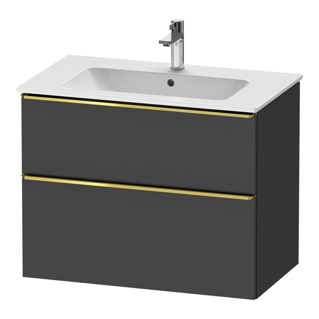 Duravit D-Neo – Έπιπλο Νιπτήρα – 810 mm, 2 συρτάρια, νιπτήρας κέντρο, Gold Polished – Graphite Matt, Decor (DE4362034490000)