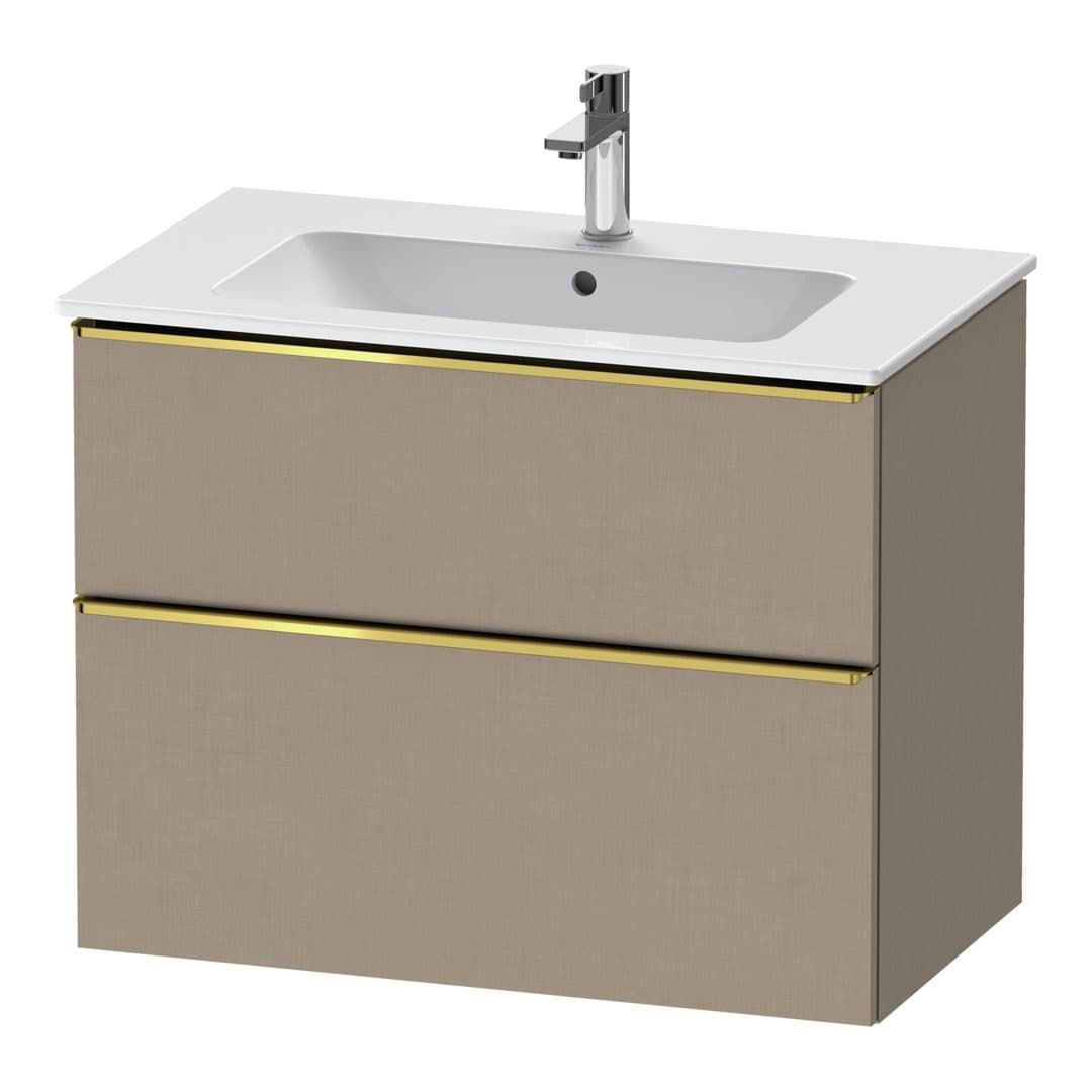Duravit D-Neo – Έπιπλο Νιπτήρα – 810 mm, 2 συρτάρια, νιπτήρας κέντρο, Gold Polished – Linen Matt, Decor (DE4362034750000)