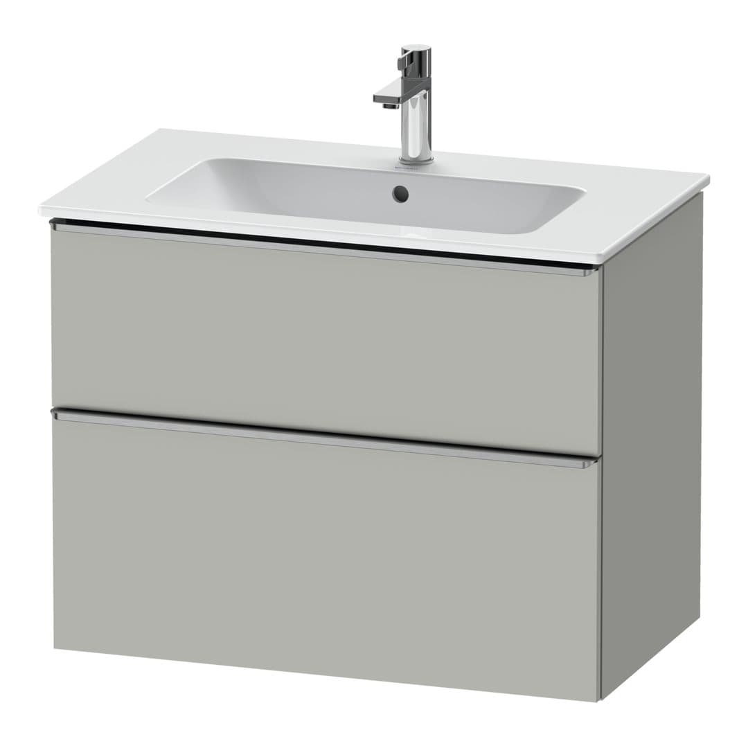 Duravit D-Neo – Έπιπλο Νιπτήρα – 810 mm, 2 συρτάρια, νιπτήρας κέντρο, Stainless steel Brushed – Concrete grey Matt, Decor (DE4362070070000)