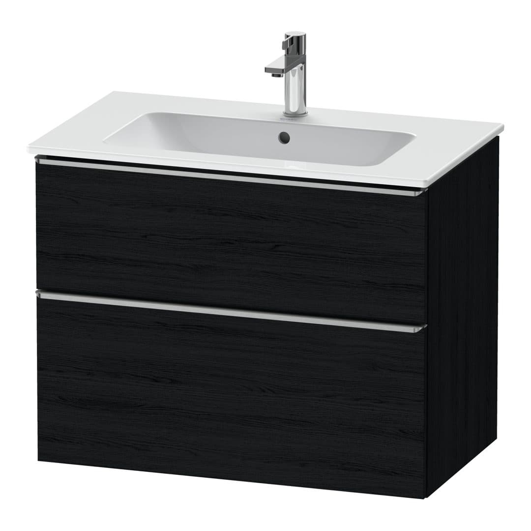 Duravit D-Neo – Έπιπλο Νιπτήρα – 810 mm, 2 συρτάρια, νιπτήρας κέντρο, Stainless steel Brushed – Black oak Matt, Decor (DE4362070160000)