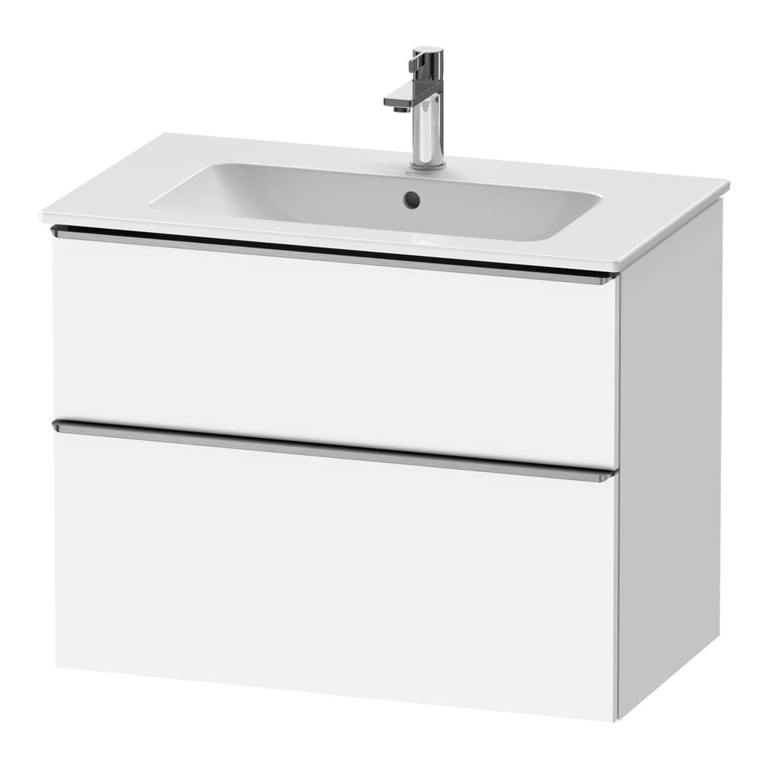Duravit D-Neo – Έπιπλο Νιπτήρα – 810 mm, 2 συρτάρια, νιπτήρας κέντρο, Stainless steel Brushed – White Matt, Decor (DE4362070180000)