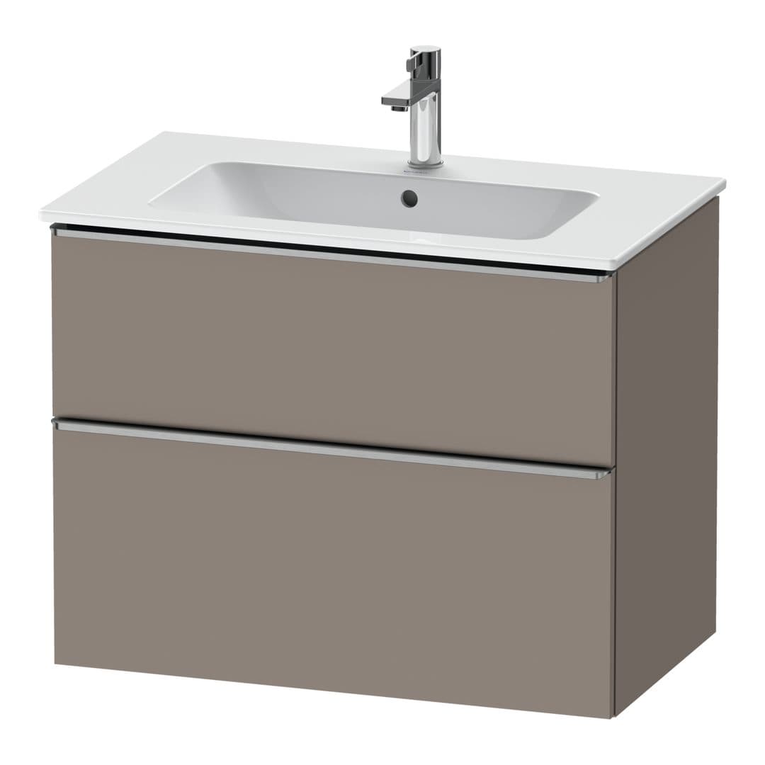 Duravit D-Neo – Έπιπλο Νιπτήρα – 810 mm, 2 συρτάρια, νιπτήρας κέντρο, Stainless steel Brushed – Basalte Matt, Decor (DE4362070430000)