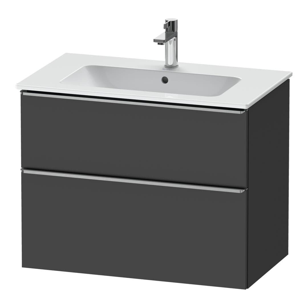 Duravit D-Neo – Έπιπλο Νιπτήρα – 810 mm, 2 συρτάρια, νιπτήρας κέντρο, Stainless steel Brushed – Graphite Matt, Decor (DE4362070490000)