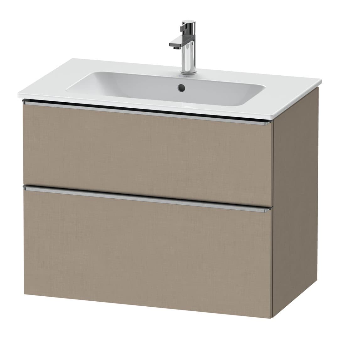 Duravit D-Neo – Έπιπλο Νιπτήρα – 810 mm, 2 συρτάρια, νιπτήρας κέντρο, Stainless steel Brushed – Linen Matt, Decor (DE4362070750000)