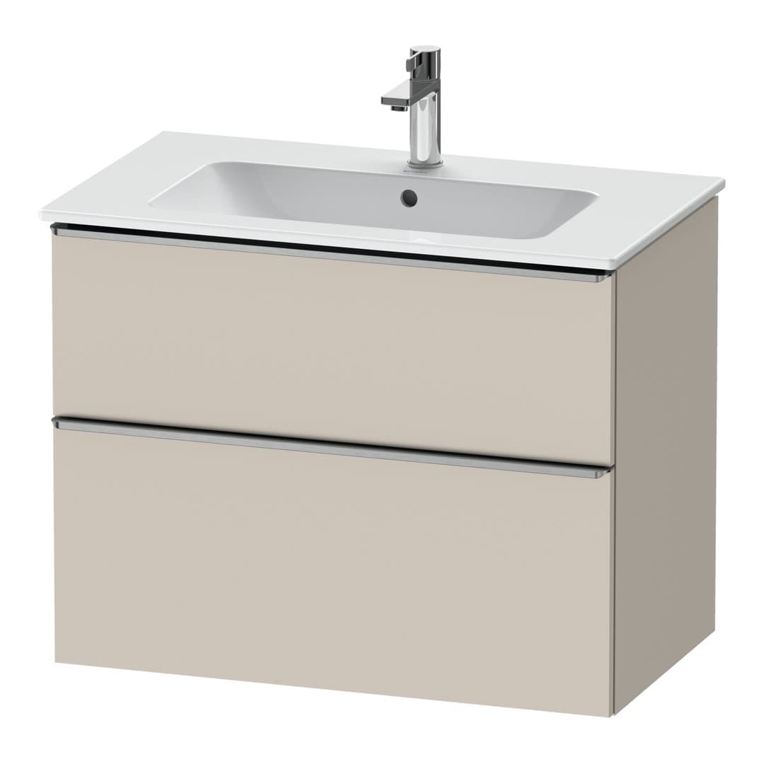 Duravit D-Neo – Έπιπλο Νιπτήρα – 810 mm, 2 συρτάρια, νιπτήρας κέντρο, Stainless steel Brushed – Taupe Matt, Decor (DE4362070910000)
