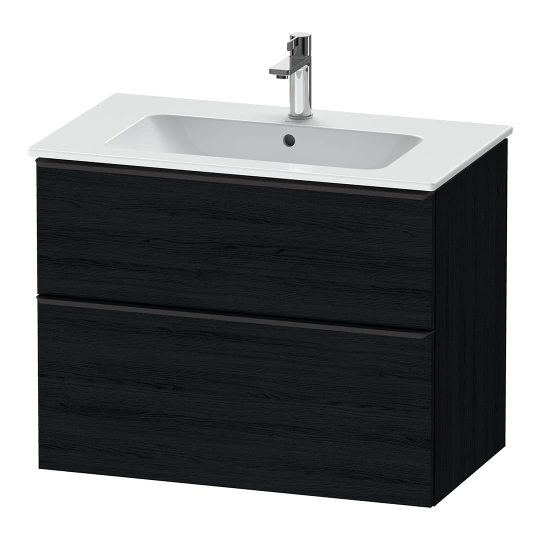 Duravit D-Neo – Έπιπλο Νιπτήρα – 810 mm, 2 συρτάρια, νιπτήρας κέντρο, Diamond black Matt – Black oak Matt, Decor (DE43620BD160000)