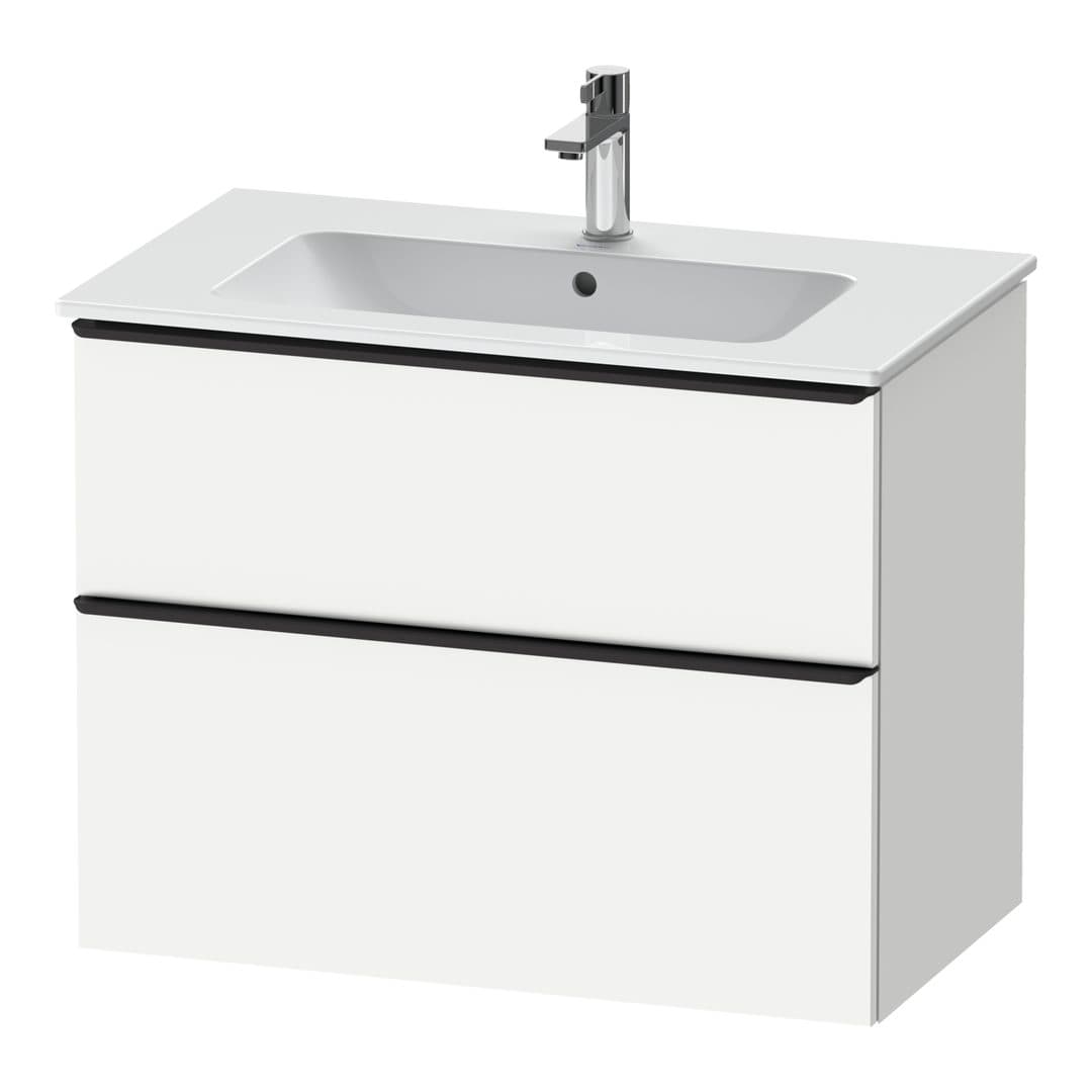 Duravit D-Neo – Έπιπλο Νιπτήρα – 810 mm, 2 συρτάρια, νιπτήρας κέντρο, Diamond black Matt – White Matt, Decor (DE43620BD180000)