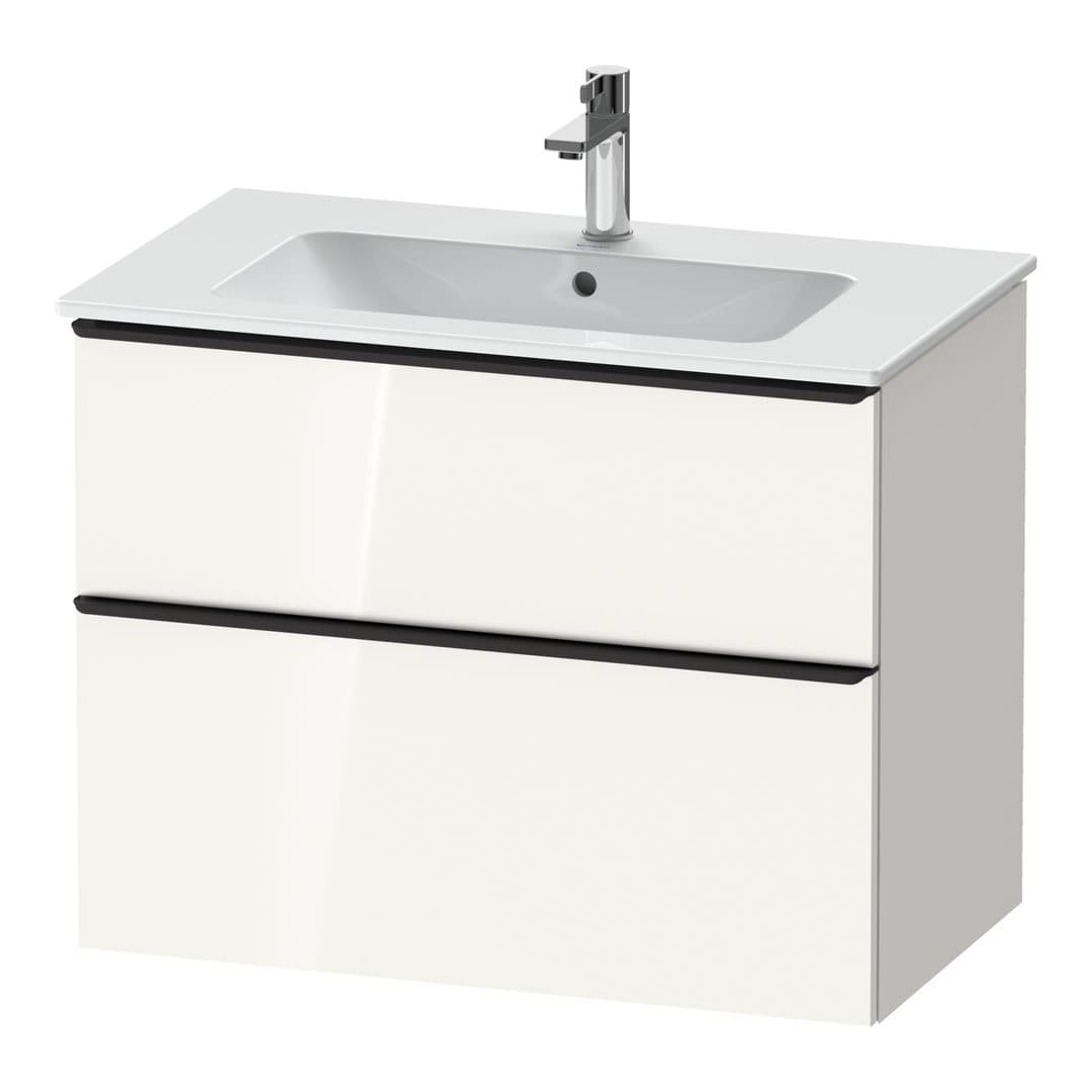 Duravit D-Neo – Έπιπλο Νιπτήρα – 810 mm, 2 συρτάρια, νιπτήρας κέντρο, Diamond black Matt – White High Gloss, Decor (DE43620BD220000)