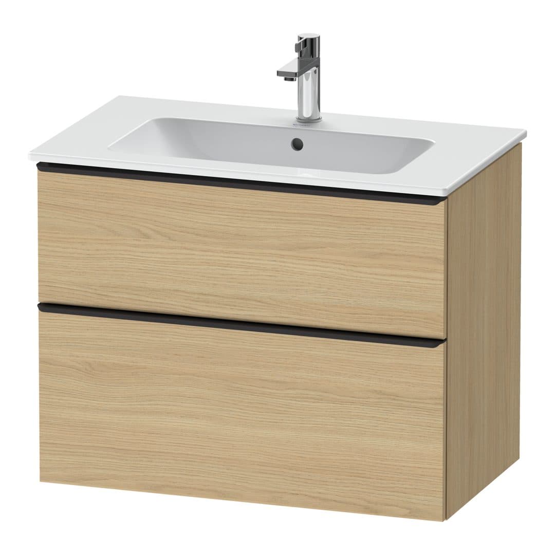Duravit D-Neo – Έπιπλο Νιπτήρα – 810 mm, 2 συρτάρια, νιπτήρας κέντρο, Diamond black Matt – Natural oak, Decor (DE43620BD300000)