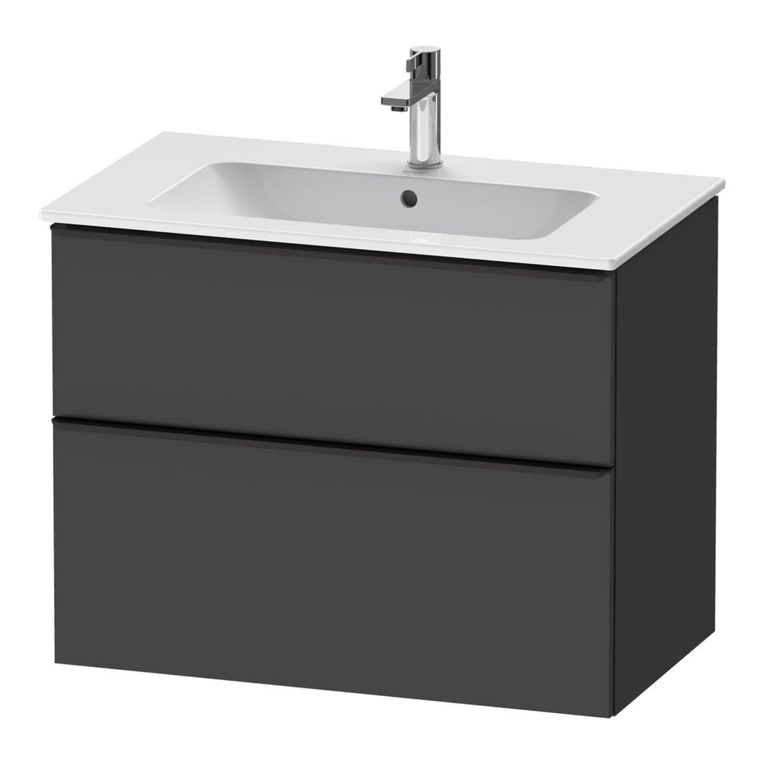 Duravit D-Neo – Έπιπλο Νιπτήρα – 810 mm, 2 συρτάρια, νιπτήρας κέντρο, Diamond black Matt – Graphite Matt, Decor (DE43620BD490000)