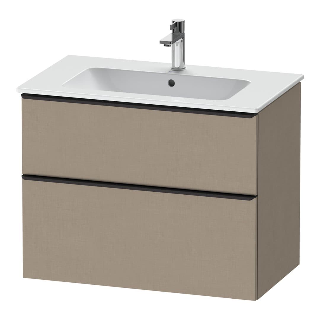 Duravit D-Neo – Έπιπλο Νιπτήρα – 810 mm, 2 συρτάρια, νιπτήρας κέντρο, Diamond black Matt – Linen Matt, Decor (DE43620BD750000)
