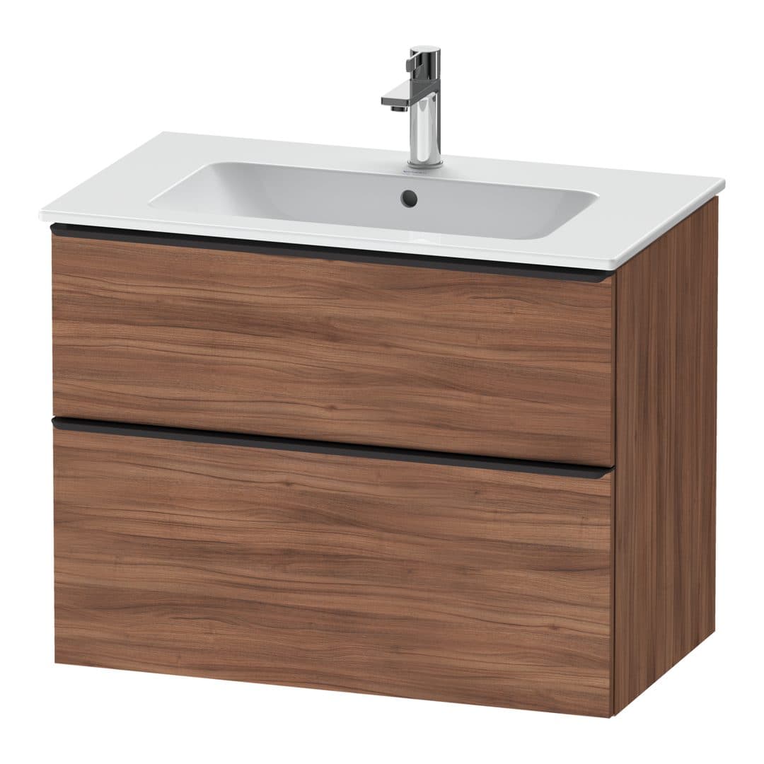 Duravit D-Neo – Έπιπλο Νιπτήρα – 810 mm, 2 συρτάρια, νιπτήρας κέντρο, Diamond black Matt – Walnut Matt, Decor (DE43620BD790000)