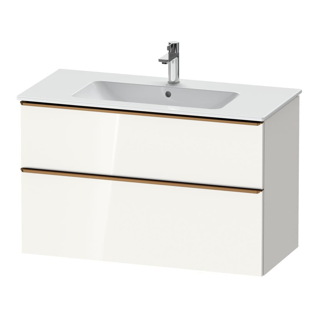 Duravit D-Neo – Έπιπλο Νιπτήρα – 1010 mm, 2 συρτάρια, νιπτήρας κέντρο, Bronze Brushed – White High Gloss, Decor (DE4363004220000)