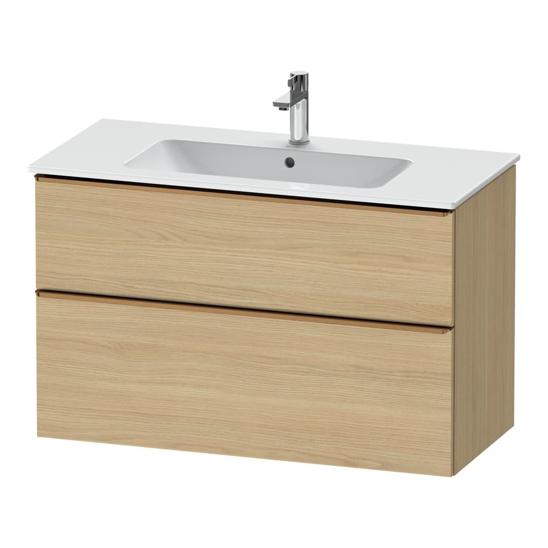 Duravit D-Neo – Έπιπλο Νιπτήρα – 1010 mm, 2 συρτάρια, νιπτήρας κέντρο, Bronze Brushed – Natural oak, Decor (DE4363004300000)
