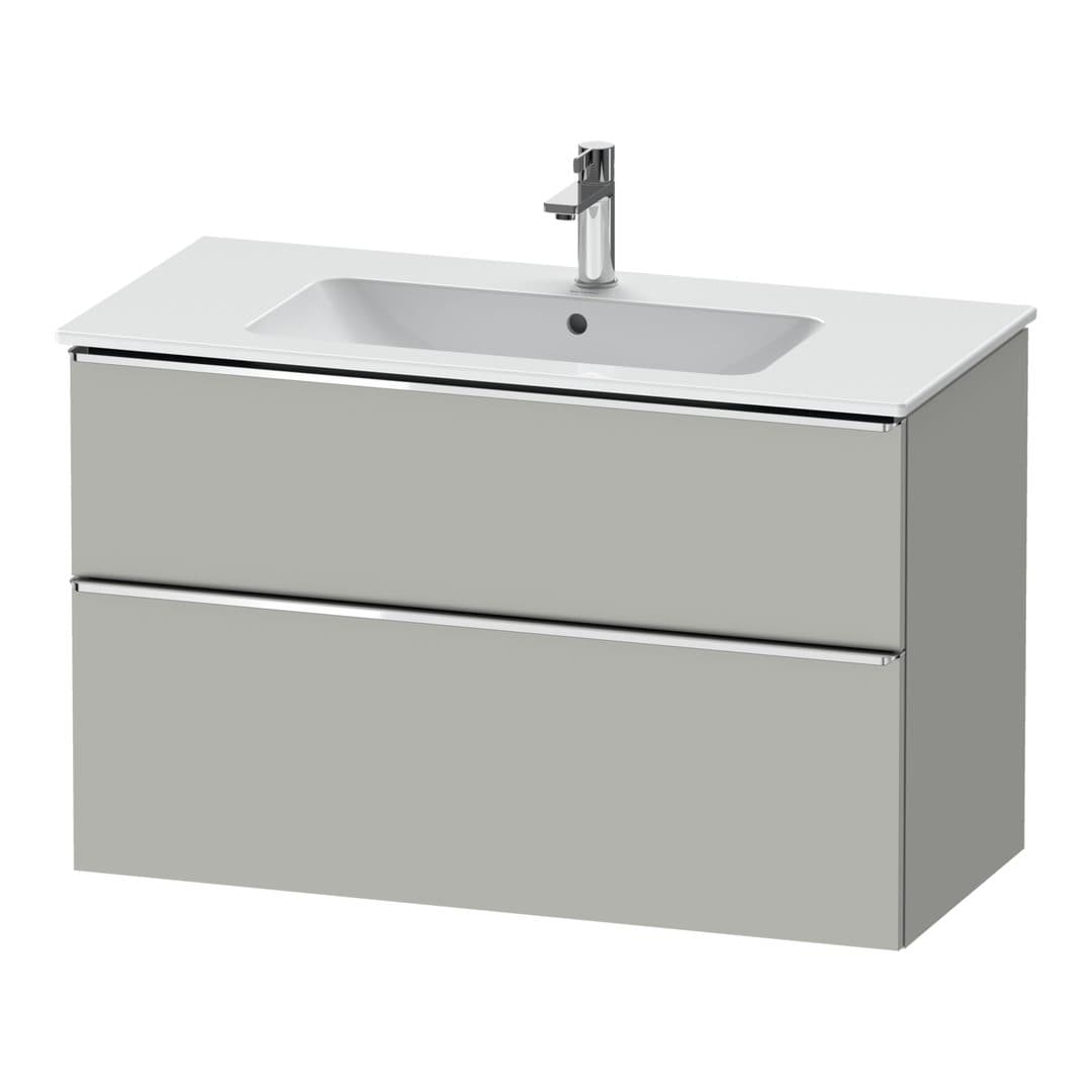 Duravit D-Neo – Έπιπλο Νιπτήρα – 1010 mm, 2 συρτάρια, νιπτήρας κέντρο, Chrome High Gloss – Concrete grey Matt, Decor (DE4363010070000)