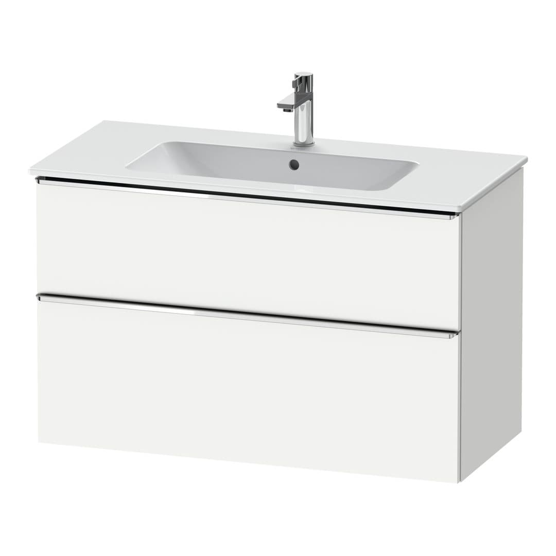 Duravit D-Neo – Έπιπλο Νιπτήρα – 1010 mm, 2 συρτάρια, νιπτήρας κέντρο, Chrome High Gloss – White Matt, Decor (DE4363010180000)