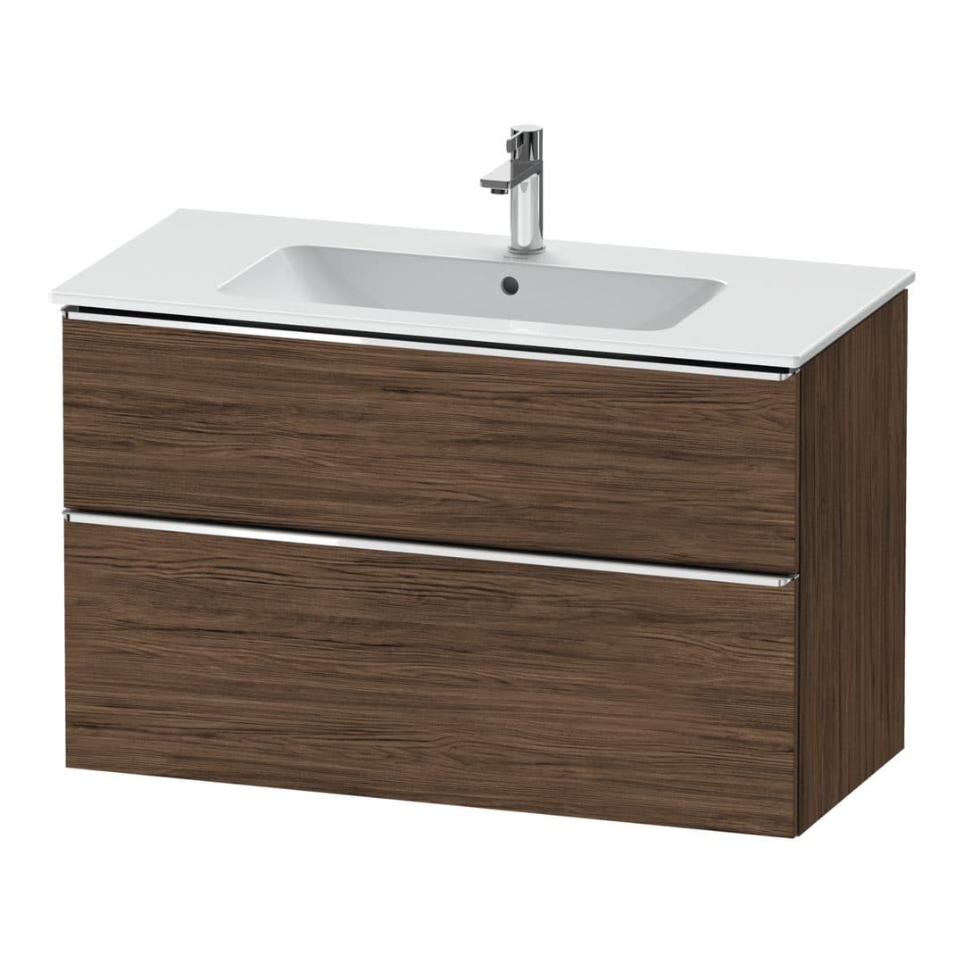 Duravit D-Neo – Έπιπλο Νιπτήρα – 1010 mm, 2 συρτάρια, νιπτήρας κέντρο, Chrome High Gloss – Walnut dark Matt, Decor (DE4363010210000)