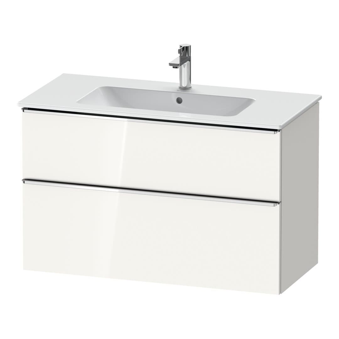Duravit D-Neo – Έπιπλο Νιπτήρα – 1010 mm, 2 συρτάρια, νιπτήρας κέντρο, Chrome High Gloss – White High Gloss, Decor (DE4363010220000)