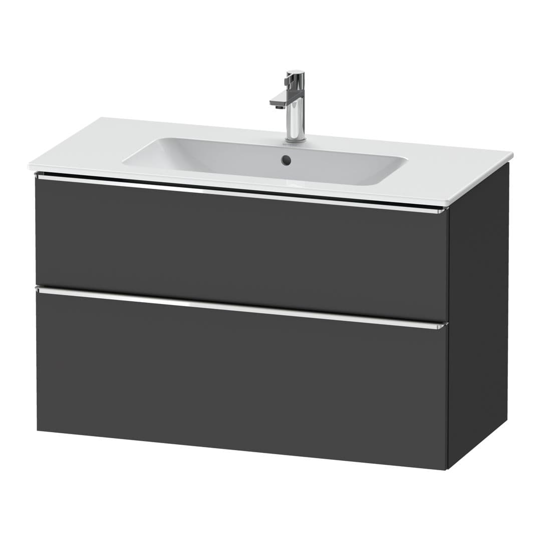 Duravit D-Neo – Έπιπλο Νιπτήρα – 1010 mm, 2 συρτάρια, νιπτήρας κέντρο, Chrome High Gloss – Graphite Matt, Decor (DE4363010490000)