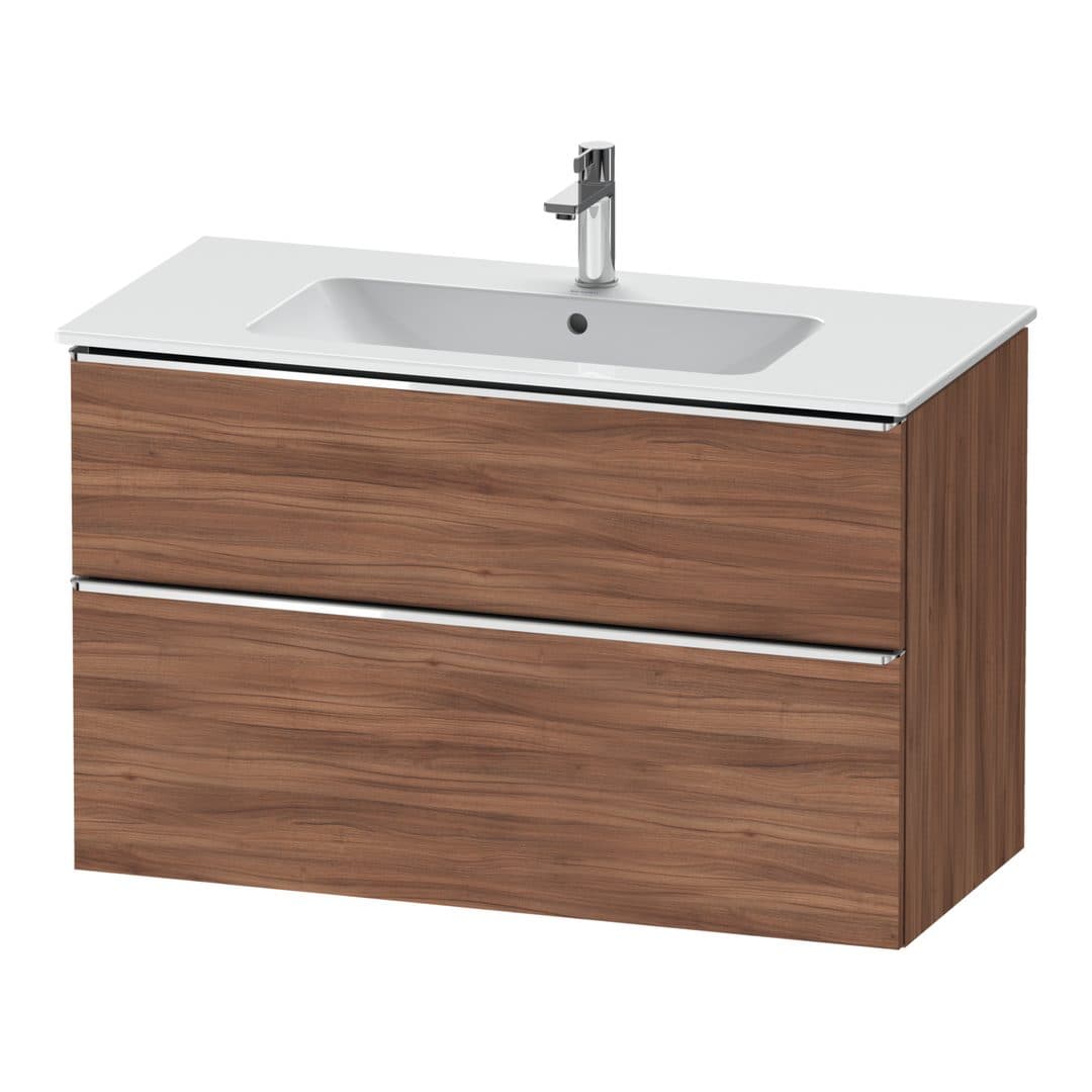 Duravit D-Neo – Έπιπλο Νιπτήρα – 1010 mm, 2 συρτάρια, νιπτήρας κέντρο, Chrome High Gloss – Walnut Matt, Decor (DE4363010790000)