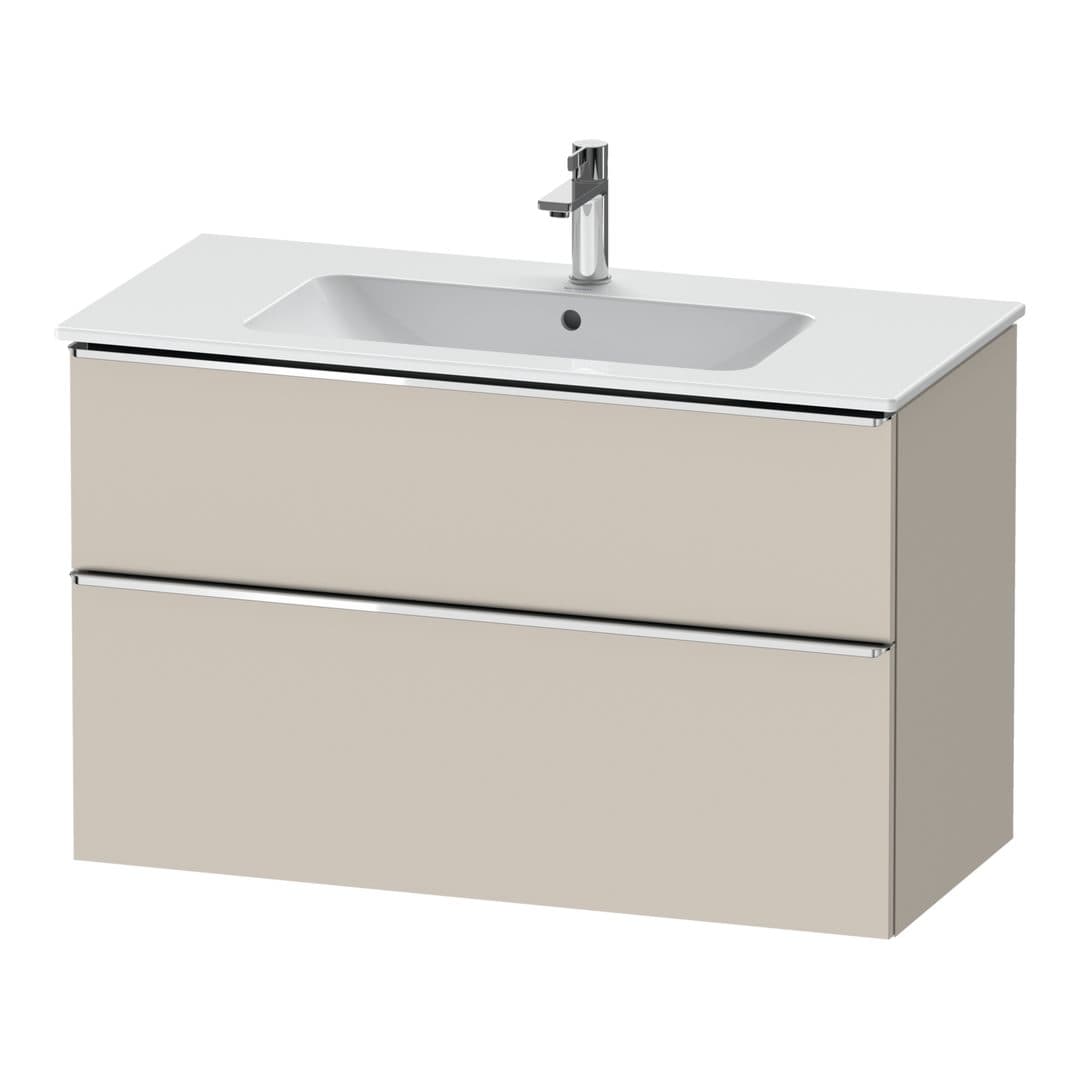 Duravit D-Neo – Έπιπλο Νιπτήρα – 1010 mm, 2 συρτάρια, νιπτήρας κέντρο, Chrome High Gloss – Taupe Matt, Decor (DE4363010910000)