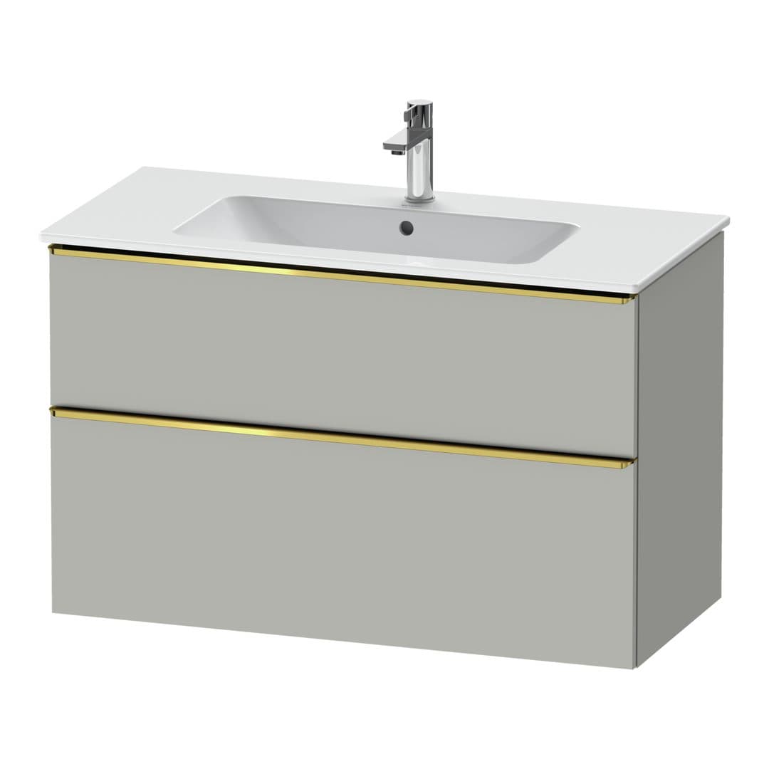 Duravit D-Neo – Έπιπλο Νιπτήρα – 1010 mm, 2 συρτάρια, νιπτήρας κέντρο, Gold Polished – Concrete grey Matt, Decor (DE4363034070000)