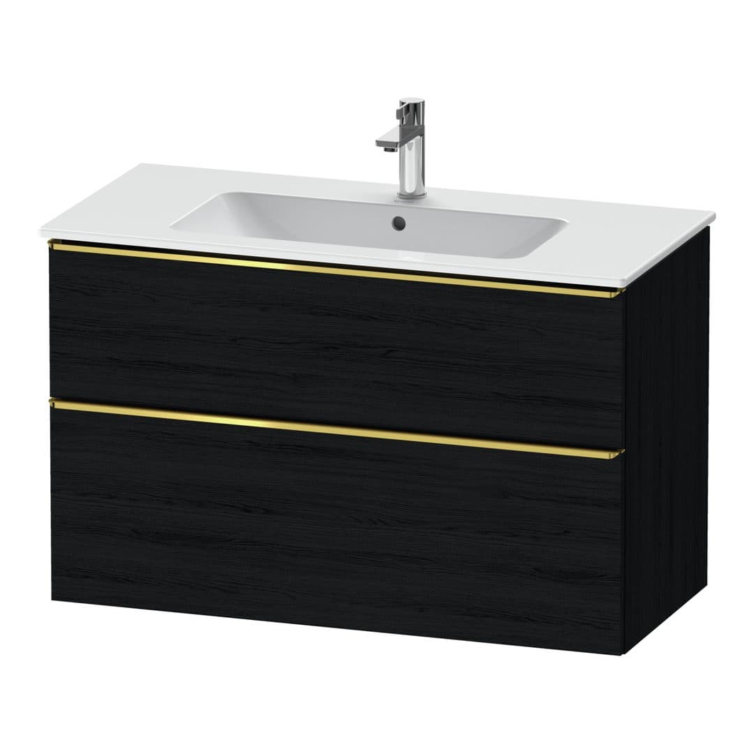 Duravit D-Neo – Έπιπλο Νιπτήρα – 1010 mm, 2 συρτάρια, νιπτήρας κέντρο, Gold Polished – Black oak Matt, Decor (DE4363034160000)