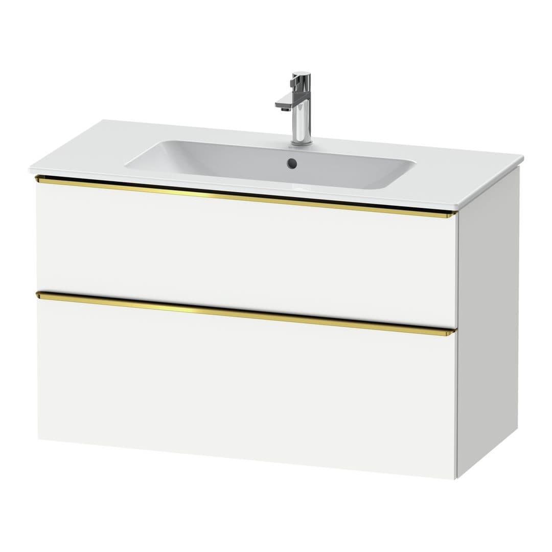Duravit D-Neo – Έπιπλο Νιπτήρα – 1010 mm, 2 συρτάρια, νιπτήρας κέντρο, Gold Polished – White Matt, Decor (DE4363034180000)