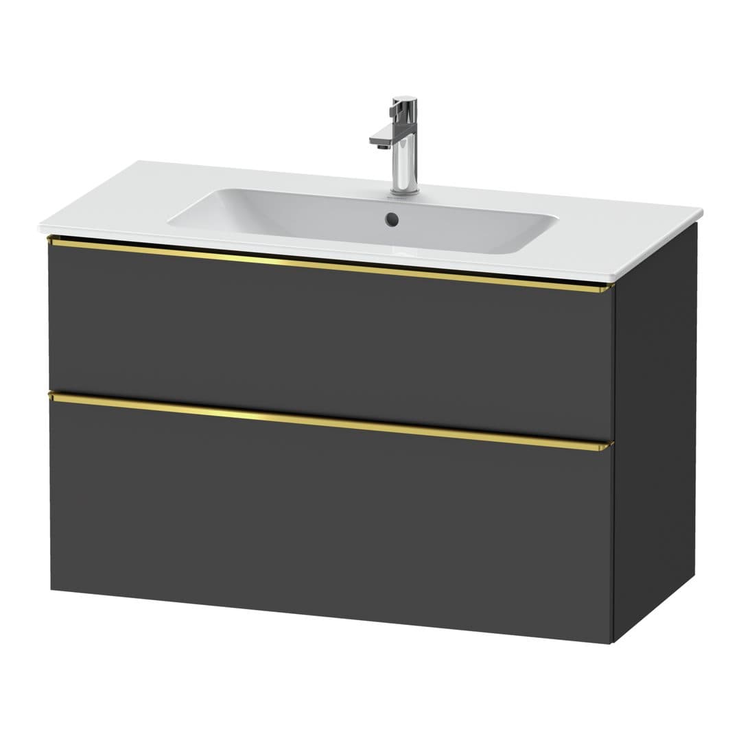 Duravit D-Neo – Έπιπλο Νιπτήρα – 1010 mm, 2 συρτάρια, νιπτήρας κέντρο, Gold Polished – Graphite Matt, Decor (DE4363034490000)