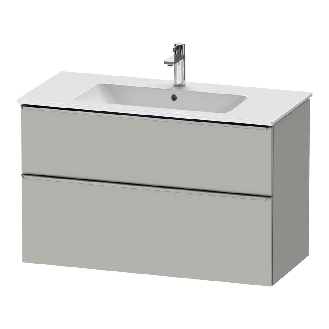 Duravit D-Neo – Έπιπλο Νιπτήρα – 1010 mm, 2 συρτάρια, νιπτήρας κέντρο, Stainless steel Brushed – Concrete grey Matt, Decor (DE4363070070000)
