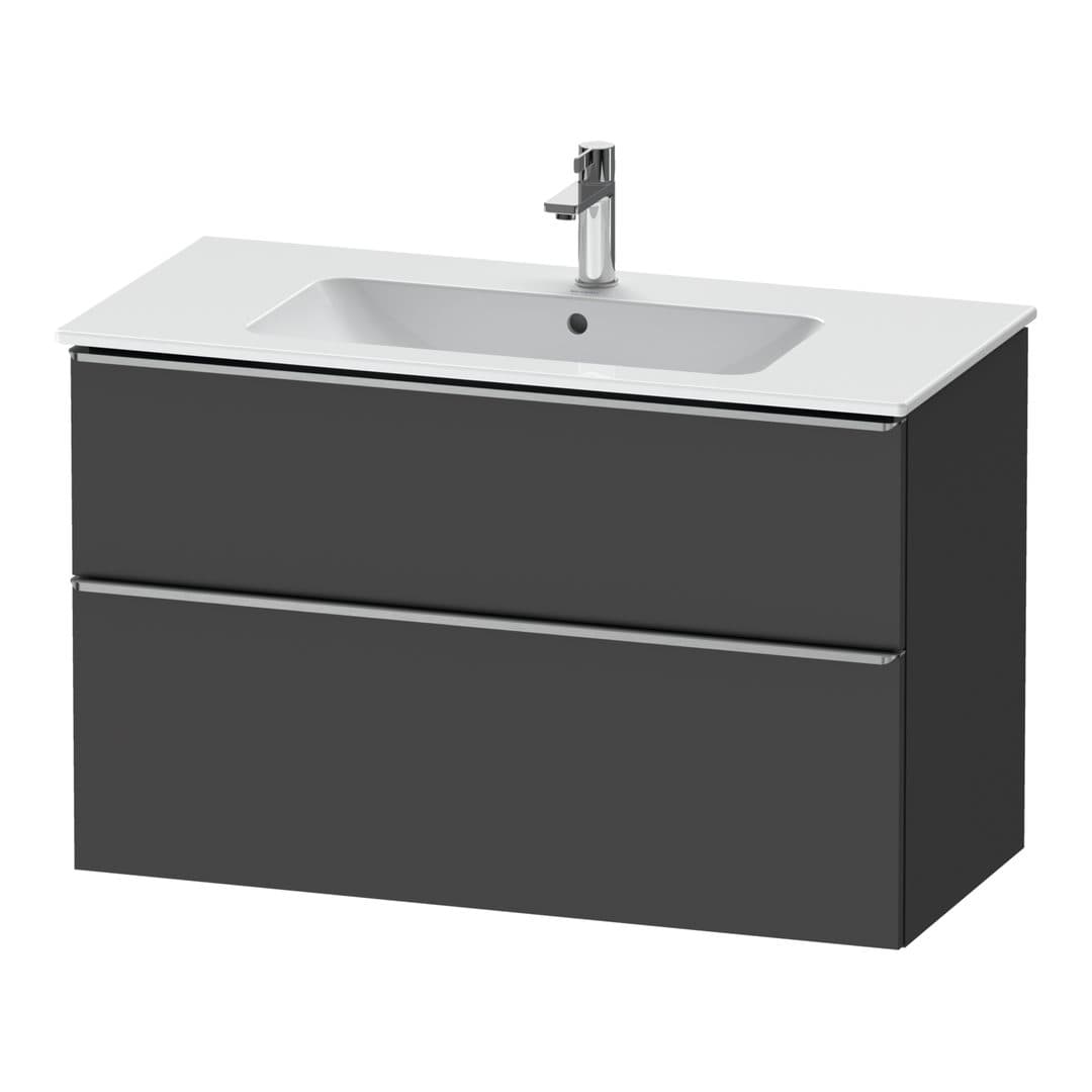 Duravit D-Neo – Έπιπλο Νιπτήρα – 1010 mm, 2 συρτάρια, νιπτήρας κέντρο, Stainless steel Brushed – Graphite Matt, Decor (DE4363070490000)
