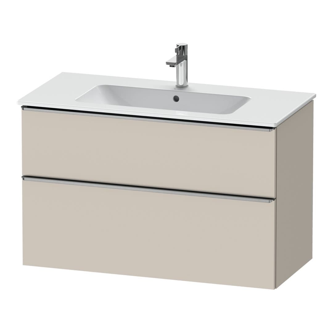 Duravit D-Neo – Έπιπλο Νιπτήρα – 1010 mm, 2 συρτάρια, νιπτήρας κέντρο, Stainless steel Brushed – Taupe Matt, Decor (DE4363070910000)